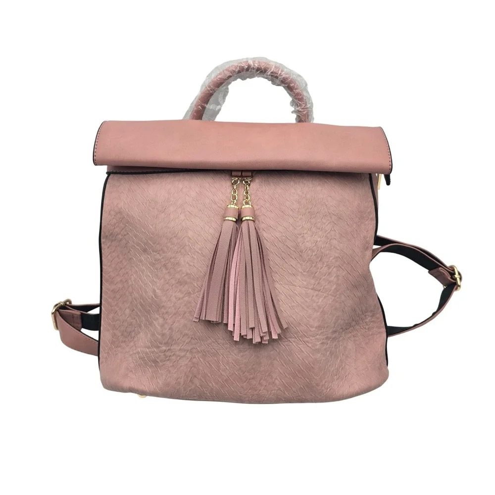 Alyssa Women's Pink Vegan‎ Leather Backpack Convertible Bag